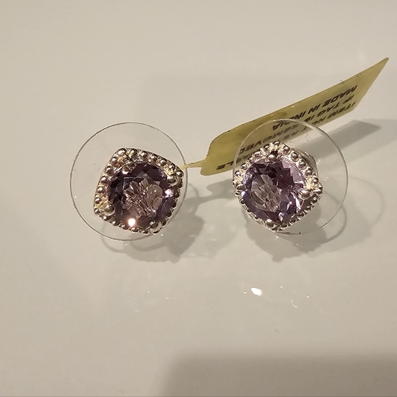 Jewelry - Sterling sliver purple stone earrings